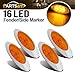 Partsam 4pcs Amber 16 diode LED Marker Light w/ Bullet Plugs Peterbilt Sleeper Light Panels 12V