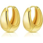 HUGE TOMATO 18K Gold Plated Hoop Earrings, Chunky Huggie Style for Women