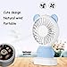 Handheld Small Fan Portable Rechargeable Mini Fan Thin Cooling Fan Multi-color LED Light Fan Cute Bear Fan Standable Hanging Fan Gifts for Home Travel Indoor Outdoor Baby Kids(Blue Bear)