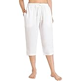 Weintee Women's Petite Linen Capris Capri Pants with Pockets