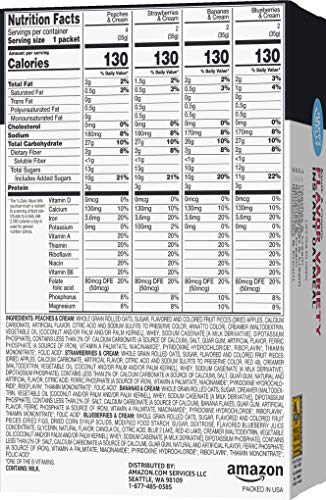 AMAZON BRAND – HAPPY BELLY INSTANT OATMEAL, FRUIT & CREAM VARIETY PACK, 1.23 OUNCE (PACK OF 10)