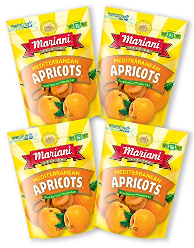 Mariani | Dried Mediterranean Apricots | 6oz (Pack of 4) | Gluten-Free | Resealable Bag