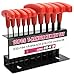 Bastex SAE Hex Key Wrench Set, 10-Piece, CR-V Steel, PVC Grip, Labeled Organizer Stand
