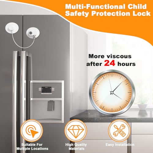 Romon 4 x Child Window Safety Locks with 8 Keys for Doors, Windows and Fridges, Drawers, Washing Machines, Focused on Child Safety