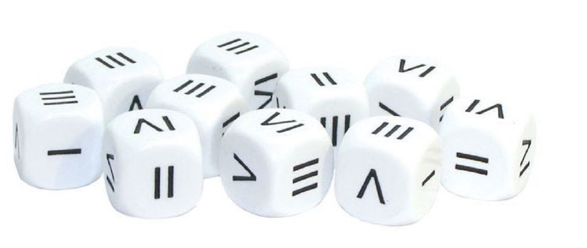 Warlord Games 10 White Roman Numeral (D6) Six Sided Dice