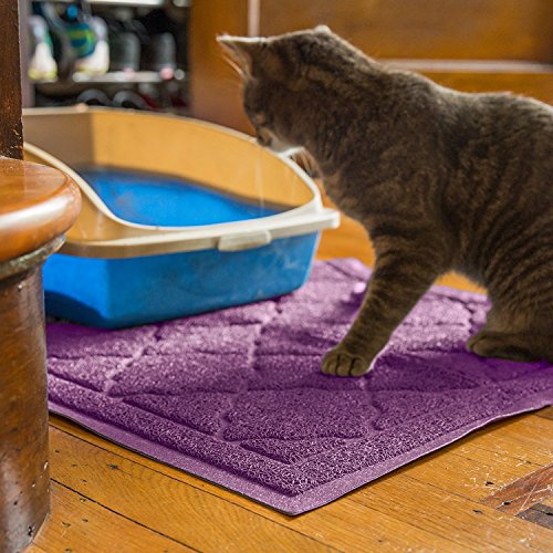 Premium Large Cat Litter Mat 35" x 23", Traps Messes, Easy Clean, Durable, Phthalate Free, Litter Box Mat with Scatter Control - Soft on Kitty Paws