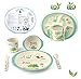 Kids Dinnerware Set of 5 Piece - Bamboo Kids Cups,Kids Plates,Bowl,Toddler Fork & Spoon, BPA Free, Dinosaur Plates for Baby Shower Gift (Little Dinosaur)