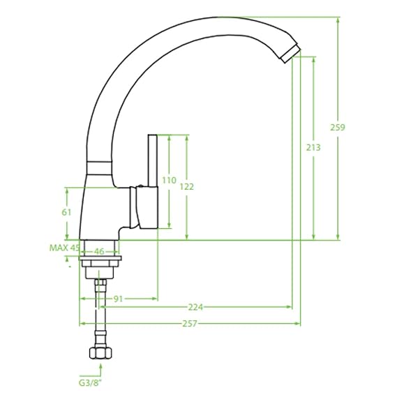 VBChome Spüle Spülbecken Granit 59x46 cm Einzelbecken Einbauspüle