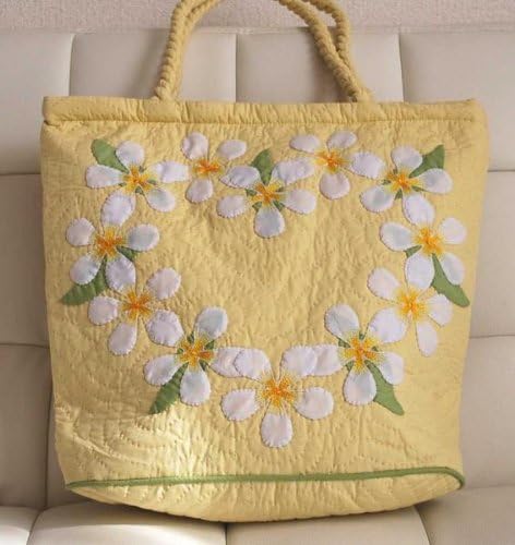 Amazon ハワイアンキルト 大型バケツ プルメリア ハート ベビーイエロー Hbg トートバッグ