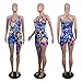 Felicity Young Women's Sexy V Neck Floral Print Tie Waist Spaghetti Strap Boho Summer Short Romper Jumpsuit Clubwear Blue, Small