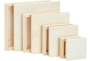 BRIGHT CREATIONS Set of 8 Unfinished Wood Canvas Boards for Painting, Wooden Panels for Crafts, DIY Signs in 4 Sizes