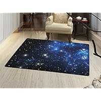 smallbeefly Constellation Door Mats Area Rug Outer Space Star Nebula Astral Cluster Astronomy Theme Galaxy Mystery Floor mat Bath Mat for tub Blue Black White