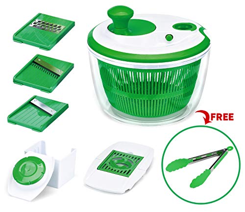 Salad Spinner, Hootech Large Vegetable Washer Dryer with Bowl, Lettuce Washer with Vegetable Chopper, Onion Slicer Food Dicer - 5L