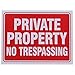 Vanitek 4 Pack Private Property No Trespassing Sign 9 x 12 Inch Weatherproof, Water Resistant, Easy to Mount, Durable Ink, Indoor and Outdoor Keep, for Home Safety & Privacy