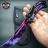 CS:GO GALAXY BLACK PEARL Doppler Practice Knife Balisong Butterfly Tactical Combat Trainer w/Sheath (Limited Edition) + Free CSGO Dog Tag Necklace