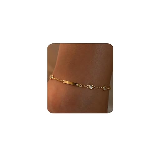 MUMREUES Gold Ankle Bracelets for Women, 14K Gold Anklet for Women