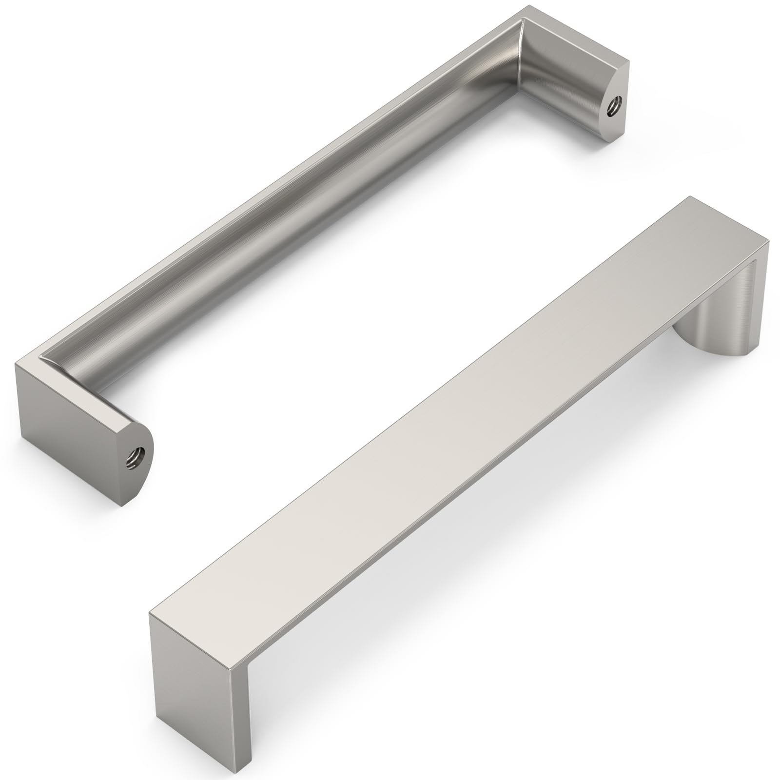 FURNIWARE Pack of 10 Brushed Nickel Cupboard Handles, Drawer Pulls 128mm(5 Inch) Hole Center, Hardware Modern Kitchen Cabinet Door Handles, for Kitchen and Bathroom Cabinets Cupboard