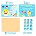 MALLMALL6 36Pcs Little Shark Invitation Cards Set Little Shark Greeting Card Shark Themed Birthday Party Supplies Baby Shower Invitation Invites for Kids with Envelopes Little Shark Sticker