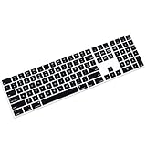 ProElife Ultra Thin Silicone Full Size Wireless Bluetooth Numeric Keyboard Cover Skin for 2017 2018 Release Apple iMac Magic Keyboard with Numeric Keypad MQ052LL/A A1843 US Layout (Black)