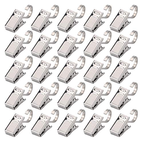 kakuu 100Pcs Stainless Steel Heavy Duty Satin Nickel Curtain Clips for Curtain,Home Decoration,Art Craft Display,Photos,Outdoor Activities Supplies (Sliver)