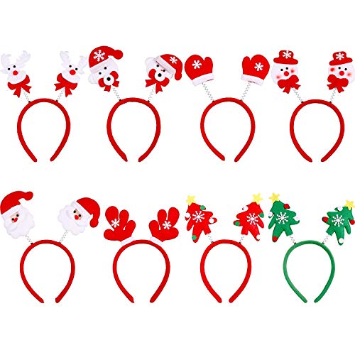 VintageBee 8 Pcs Christmas Headband Headwear Hair Band Boppers Hoops Hair Accessories for Christmas Party Supplies - Thumbnail 2