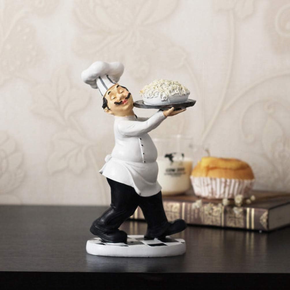 SMANTA Euramerican Style French Chef Decorative Figurine 3D Resin Home Kitchen Decoration Travel Souvenirs for Country Cottage Decor As Collectible Housewarming Gifts