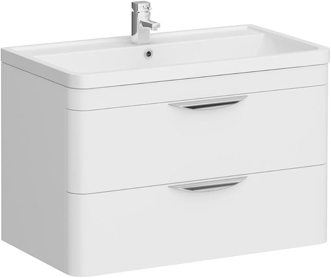 Monza Wall Hung 2 Drawer Vanity Unit with Basin W800 x D445mm Amazon