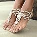 Ingemark 2 PCS Crystal Beach Wedding Foot Jewelry Barefoot Sandals Toe Ring Boho Anklet with Multi Tassel