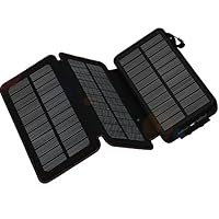 Solar Charger 24000mAh,WBPINE Solar Power Bank Waterproof Dual USB Output with 3 Solar Panels and Flashlights for iPhone,Samsung,iPad,Smartphone,Bluetooth Speak/MP3/4 and More (Black)
