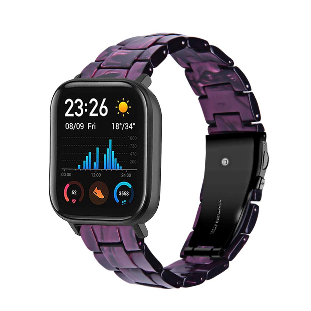 Photo 1 of FitTurn Resin Bands Compatible with Amazfit Bip/GTS/GTS 2/GTS 2e/GTS 2 Mini Watch Replacement 20mm Stylish Bracelet Resin Sport Strap Wristbands for Amazfit GTR 42mm (Purple)