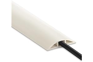LZEOY 4FT Cord Cover Floor, Beige Cord Hider Floor, Extension Cable Cover Power Cord Protector Floor, Cable Management Hide Cords on Floor- Soft PVC Wire Covers - Cord Cavity: 0.47" (W) x 0.24" (H)
