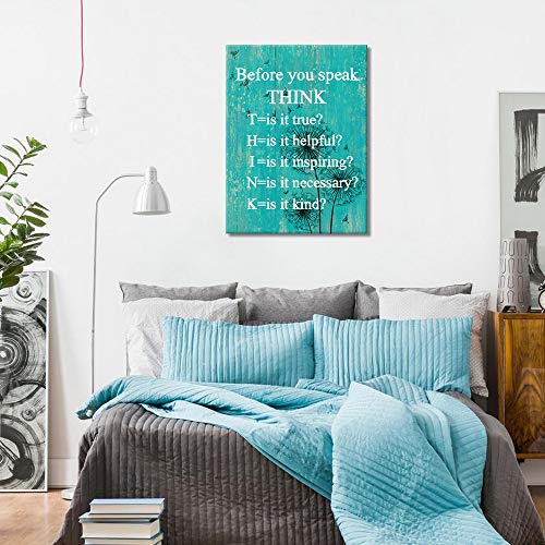 Visual-Art-Decor-Inspirational-Before-You-Speak-Think-Sign-Canvas-Prints-Wall-Art-Framed-and-Stretched-Motivational-Quotes-for-Classroom-Home-Office-Bedroom-Living-Room-Decoration-01-Teal-24x32