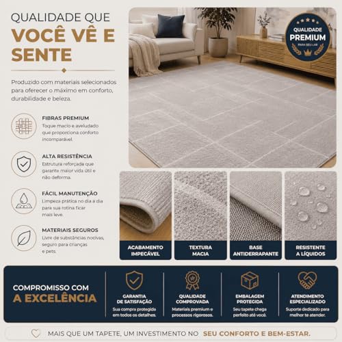 Tapete Vinci Jolitex Pelo Baixo 100% Poliéster Antialérgico 140x200cm - Roma