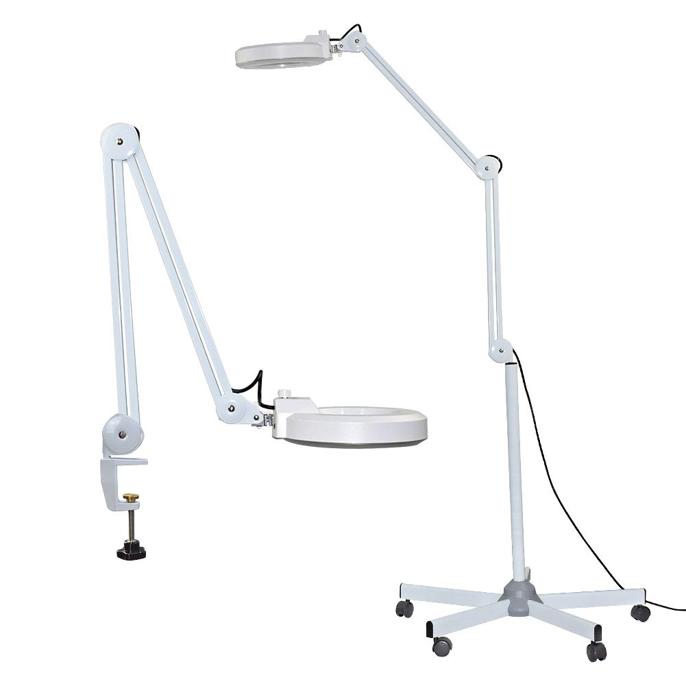 Opard Magnifying Lamp LED Floor Lamp with Magnifying Glass Light Clamp