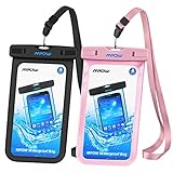 Mpow Universal Waterproof Case, IPX8 Waterproof Phone Pouch Dry Bag Compatible for iPhone Xs Max/Xs/Xr/X/8/8plus/7/7plus/6s/6/6s Plus Galaxy s9/s8/s7 Google Pixel HTC12 (Black+Pink 2-Pack)