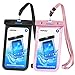 Mpow Universal Waterproof Case, IPX8 Waterproof Phone Pouch Dry Bag Compatible for iPhone 11/Xs Max/Xs/Xr/X/8/8plus/7/7plus/6/6s Plus Galaxy s10/s9/s8 Note 10/9 Google Pixel HTC12 (Black+Pink 2-Pack)