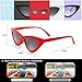 Livhò Retro Vintage Narrow Cat Eye Sunglasses for Women Clout Goggles Plastic Frame (Red Frame + Grey Lens)