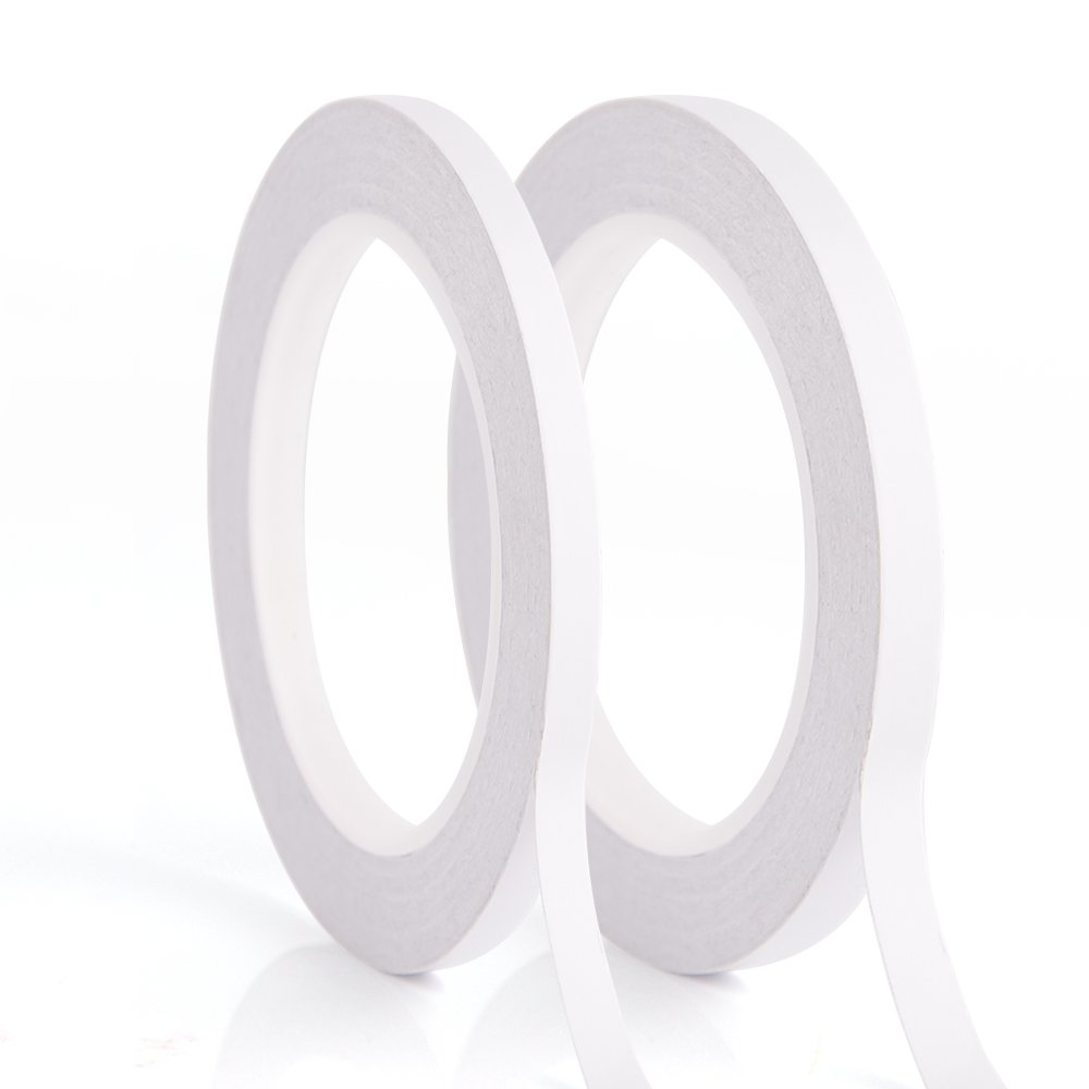 Kuuqa 2 Rolls Self Adhesive Double Sided Tape for Craft Class Office DIY Using,25 Meter Per Roll(6mm and 9mm)