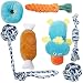 Toozey Puppy Toys. 7 Pack Durable Dog Toys for Small Dog. Teeth Cleaning Chewing Dog Rope Toys and Squeaky Plush Dog Chew Toys with Laundry Bag. Natural Cotton Dog Toy for Small Dogs & Puppy