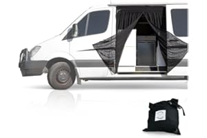 Living in a Bubble Van Bug Screen for Standard Roof Mercedes Sprinter & Ford Transit and High Roof RAM Promaster, Universal Size Side Door Flyscreen Mosquito Net, Center Magnetic Closure