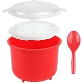 Home-X Microwave Rice Cooker - Rice Steamer Cooker with Steam Release Vents and Easy Locking Clips - 10 Cups BPA-Free, Dishwasher Safe, Easy-To-Use, Low Mess Microwave Rice Cooker Vegetable Steamer