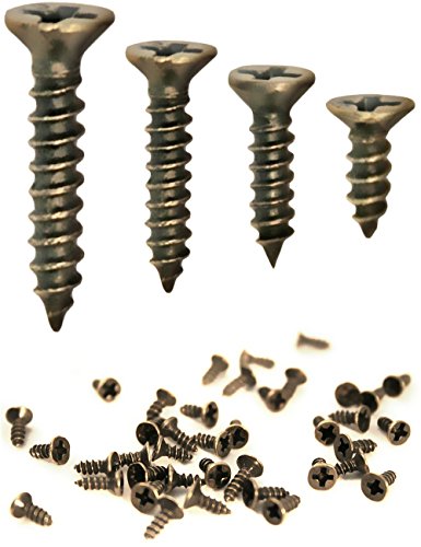 FUXXER® - 100x Antike Holz-Schrauben, Messing Bronze Antik-Optik, Kreuz-Schlitz, Kreuz-Schrauben, Senk-Kopf, Selbst…