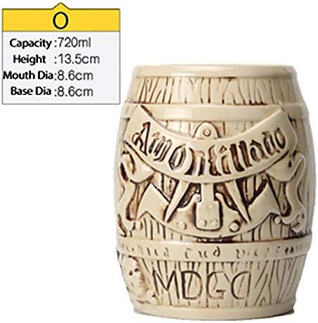ZKGHJOKZ Tiki Mug Beer Tiki Mugs Cocktail Ceramic Tiki Tumblers - Tiki Bar Professional Drinkware - Hawaiian Party Barware
