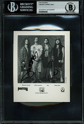 Pantera Dimebag Darrell & Rex Signed 4x5 Black & White Promo Photo BAS Slabbed