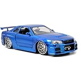 Jada Toys Fast &amp; Furious 1:24 Brian's 2002 Nissan Skyline GT-R R34 a Die-cast Car, Toys for Kids and Adults, Blue (97173)