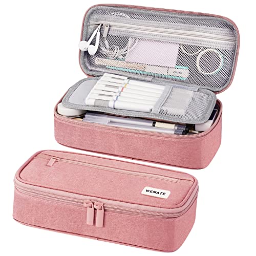 WEMATE Large Pencil Case Pink