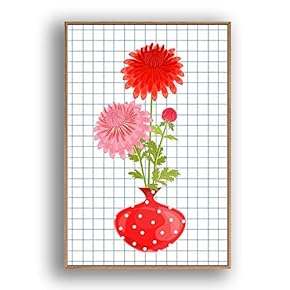 Framed Canvas Wall Art Beautiful Flowers in Grid Giclee Print Gallery Wrap Modern Home Prints Ready to Hang - 16x24 inches