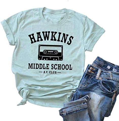 Hawkins Middle School A.V Club Shirt Womens Graphic Tees Vintage T-Shirts