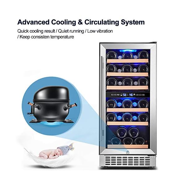 Wine-Cooler-Dual-Zone-Aobosi-15-inch-30-Bottle-Wine-refrigerator-Built-in-or-Freestanding-with-Fashion-Look-Quick-and-Silent-Cooling-System-Double-Layer-Tempered-Glass-Door-Front-Ventilation