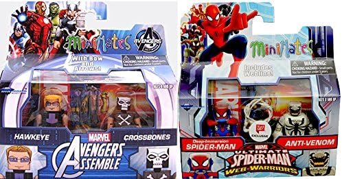 Comic Heroes Marvel Minimates Animated Series Avengers Assemble 2 pack Exclusive Crossbones Hawkeye + Ultimate Spider-Man, Deep Immersion Spider-Man faces off with Anti-Venom Exclusive